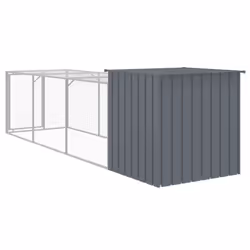 vidaXL Chicken Cage Chicken Run Coop with Run Anthracite Galvanised Steel - anthracite, 110 x 405 x 110 cm - Additional view 4