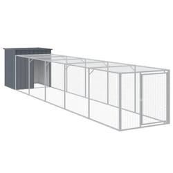 vidaXL Chicken Cage Chicken Run Coop with Run Anthracite Galvanised Steel - anthracite, 110 x 609 x 110 cm