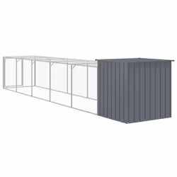 vidaXL Chicken Cage Chicken Run Coop with Run Anthracite Galvanised Steel - anthracite, 110 x 609 x 110 cm - Additional view 4
