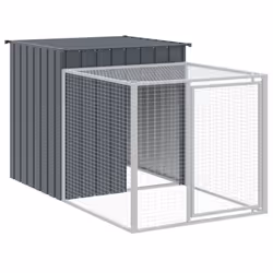 vidaXL Chicken Cage Chicken Run Coop with Run Anthracite Galvanised Steel - anthracite, 110 x 609 x 110 cm - Additional view 5