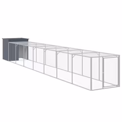 vidaXL Chicken Cage Chicken Run Coop with Run Anthracite Galvanised Steel - anthracite, 110 x 813 x 110 cm