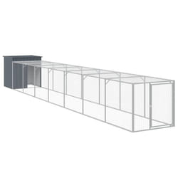 vidaXL Chicken Cage Chicken Run Coop with Run Anthracite Galvanised Steel - anthracite, 110 x 813 x 110 cm