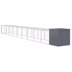 vidaXL Chicken Cage Chicken Run Coop with Run Anthracite Galvanised Steel - anthracite, 110 x 1017 x 110 cm - Additional view 4