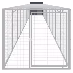 vidaXL Chicken Cage Chicken Run Coop with Run Anthracite Galvanised Steel - anthracite, 110 x 1221 x 110 cm