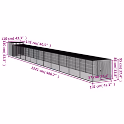 vidaXL Chicken Cage Chicken Run Coop with Run Anthracite Galvanised Steel - anthracite, 110 x 1221 x 110 cm