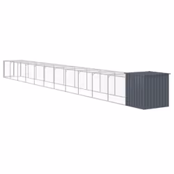 vidaXL Chicken Cage Chicken Run Coop with Run Anthracite Galvanised Steel - anthracite, 110 x 1221 x 110 cm - Additional view 4