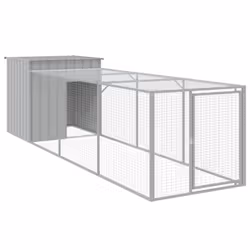 vidaXL Chicken Cage Chicken Run Coop with Run Anthracite Galvanised Steel - light grey, 110 x 405 x 110 cm