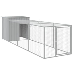 vidaXL Chicken Cage Chicken Run Coop with Run Anthracite Galvanised Steel - light grey, 110 x 405 x 110 cm