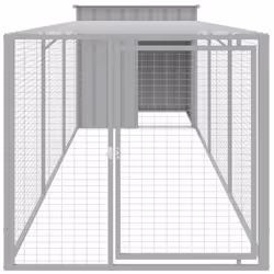 vidaXL Chicken Cage Chicken Run Coop with Run Anthracite Galvanised Steel - light grey, 110 x 405 x 110 cm