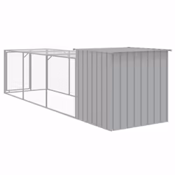vidaXL Chicken Cage Chicken Run Coop with Run Anthracite Galvanised Steel - light grey, 110 x 405 x 110 cm - Additional view 4