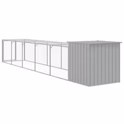 vidaXL Chicken Cage Chicken Run Coop with Run Anthracite Galvanised Steel - light grey, 110 x 609 x 110 cm - Additional view 4