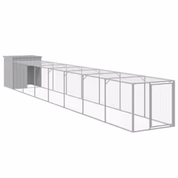 vidaXL Chicken Cage Chicken Run Coop with Run Anthracite Galvanised Steel - light grey, 110 x 813 x 110 cm