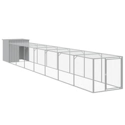 vidaXL Chicken Cage Chicken Run Coop with Run Anthracite Galvanised Steel - light grey, 110 x 813 x 110 cm