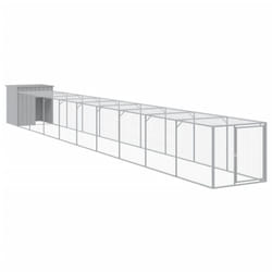 vidaXL Chicken Cage Chicken Run Coop with Run Anthracite Galvanised Steel - light grey, 110 x 1017 x 110 cm