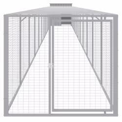 vidaXL Chicken Cage Chicken Run Coop with Run Anthracite Galvanised Steel - light grey, 110 x 1221 x 110 cm - Additional view 2