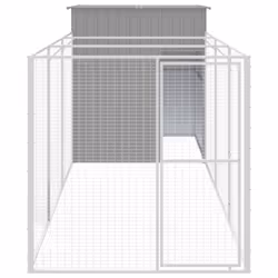 vidaXL Dog House Dog Kennel with Run Dog Cage Anthracite Galvanised Steel - light grey, 165 x 455 x 181 cm - Additional view 2