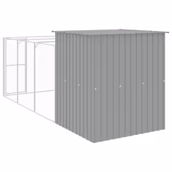 vidaXL Dog House Dog Kennel with Run Dog Cage Anthracite Galvanised Steel - light grey, 165 x 455 x 181 cm - Additional view 4