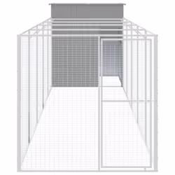 vidaXL Dog House Dog Kennel with Run Dog Cage Anthracite Galvanised Steel - light grey, 165 x 659 x 181 cm - Additional view 2