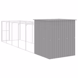 vidaXL Dog House Dog Kennel with Run Dog Cage Anthracite Galvanised Steel - light grey, 165 x 659 x 181 cm - Additional view 4