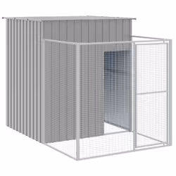 vidaXL Dog House Dog Kennel with Run Dog Cage Anthracite Galvanised Steel - light grey, 165 x 659 x 181 cm - Additional view 5