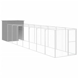vidaXL Dog House Dog Kennel with Run Dog Cage Anthracite Galvanised Steel - light grey, 165 x 863 x 181 cm