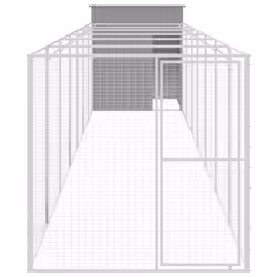 vidaXL Dog House Dog Kennel with Run Dog Cage Anthracite Galvanised Steel - light grey, 165 x 863 x 181 cm - Additional view 2
