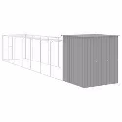 vidaXL Dog House Dog Kennel with Run Dog Cage Anthracite Galvanised Steel - light grey, 165 x 863 x 181 cm - Additional view 4