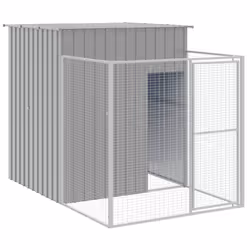 vidaXL Dog House Dog Kennel with Run Dog Cage Anthracite Galvanised Steel - light grey, 165 x 863 x 181 cm - Additional view 5