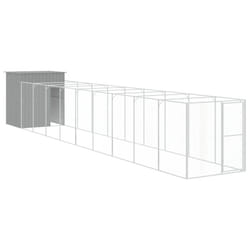 vidaXL Dog House Dog Kennel with Run Dog Cage Anthracite Galvanised Steel - light grey, 165 x 1067 x 181 cm