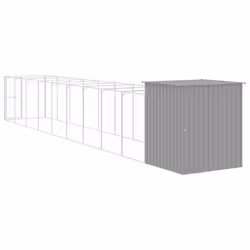 vidaXL Dog House Dog Kennel with Run Dog Cage Anthracite Galvanised Steel - light grey, 165 x 1067 x 181 cm - Additional view 4
