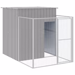 vidaXL Dog House Dog Kennel with Run Dog Cage Anthracite Galvanised Steel - light grey, 165 x 1067 x 181 cm - Additional view 5