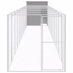 vidaXL Dog House Dog Kennel with Run Dog Cage Anthracite Galvanised Steel - light grey, 165 x 1271 x 181 cm - Additional view 2