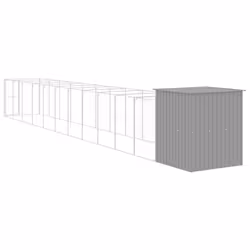 vidaXL Dog House Dog Kennel with Run Dog Cage Anthracite Galvanised Steel - light grey, 165 x 1271 x 181 cm - Additional view 4