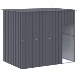 vidaXL Dog House Dog Kennel with Run Dog Cage Light Grey Galvanised Steel - anthracite, 214 x 253 x 181 cm - Additional view 5