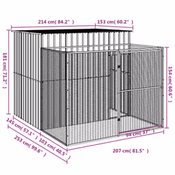 vidaXL Dog House Dog Kennel with Run Dog Cage Light Grey Galvanised Steel - anthracite, 214 x 253 x 181 cm - Additional view 7