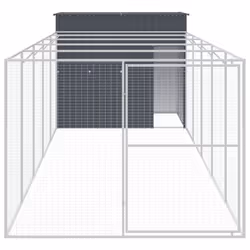 vidaXL Dog House Dog Kennel with Run Dog Cage Light Grey Galvanised Steel - anthracite, 214 x 661 x 181 cm
