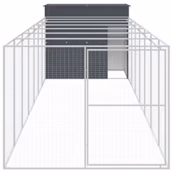 vidaXL Dog House Dog Kennel with Run Dog Cage Light Grey Galvanised Steel - anthracite, 214 x 865 x 181 cm