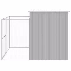 vidaXL Dog House Dog Kennel with Run Dog Cage Light Grey Galvanised Steel - light grey, 214 x 253 x 181 cm - Additional view 4