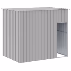 vidaXL Dog House Dog Kennel with Run Dog Cage Light Grey Galvanised Steel - light grey, 214 x 253 x 181 cm - Additional view 5