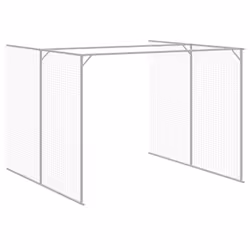 vidaXL Dog House Dog Kennel with Run Dog Cage Light Grey Galvanised Steel - light grey, 214 x 661 x 181 cm - Additional view 6