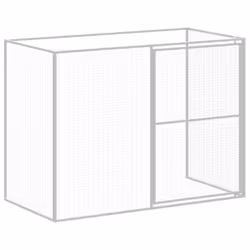 vidaXL Dog House Dog Kennel with Run Dog Cage Light Grey Galvanised Steel - light grey, 214 x 661 x 181 cm - Additional view 7
