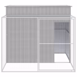 vidaXL Dog House with Run Light Grey 214x253x181 cm Galvanised Steel - Additional view 2