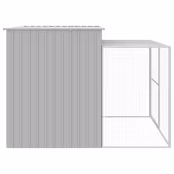 vidaXL Dog House with Run Light Grey 214x253x181 cm Galvanised Steel - Additional view 3