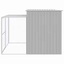 vidaXL Dog House with Run Light Grey 214x253x181 cm Galvanised Steel - Additional view 4