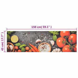 vidaXL Kitchen Rug Anti Fatigue Mat Runner Rug Washable Floor Carpet Velvet - grey and red, 45 x 150 cm - Additional view 4