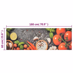vidaXL Kitchen Rug Anti Fatigue Mat Runner Rug Washable Floor Carpet Velvet - grey and red, 60 x 180 cm - Additional view 4