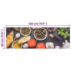 vidaXL Kitchen Rug Anti Fatigue Mat Runner Rug Washable Floor Carpet Velvet - multicolour, 60 x 180 cm - Additional view 4