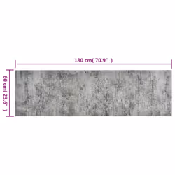 vidaXL Kitchen Rug Anti Fatigue Mat Runner Rug Washable Floor Carpet Velvet - grey ad black, 60 x 180 cm - Additional view 3