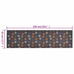 vidaXL Kitchen Rug Anti Fatigue Mat Runner Rug Washable Floor Carpet Velvet - grey with paw prints, 45 x 150 cm - Additional view 3