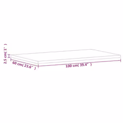 vidaXL Bathroom Countertop Vanity Top Wash Basin Worktop Solid Wood Beech - natural, 100 x 60 x 2.5 cm - Additional view 3